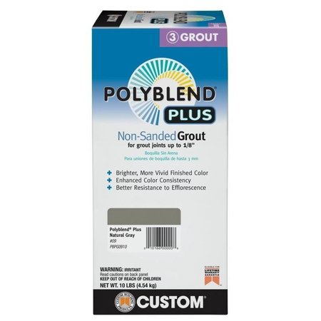 CUSTOM BUILDING PRODUCTS Polyblend NonSanded Grout, Solid Powder, Characteristic, Natural Gray, 10 lb Box PBPG0910